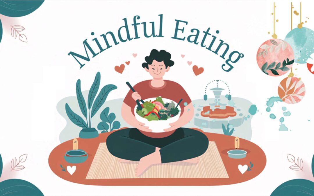 Mindful person with bowl of fresh healthy food